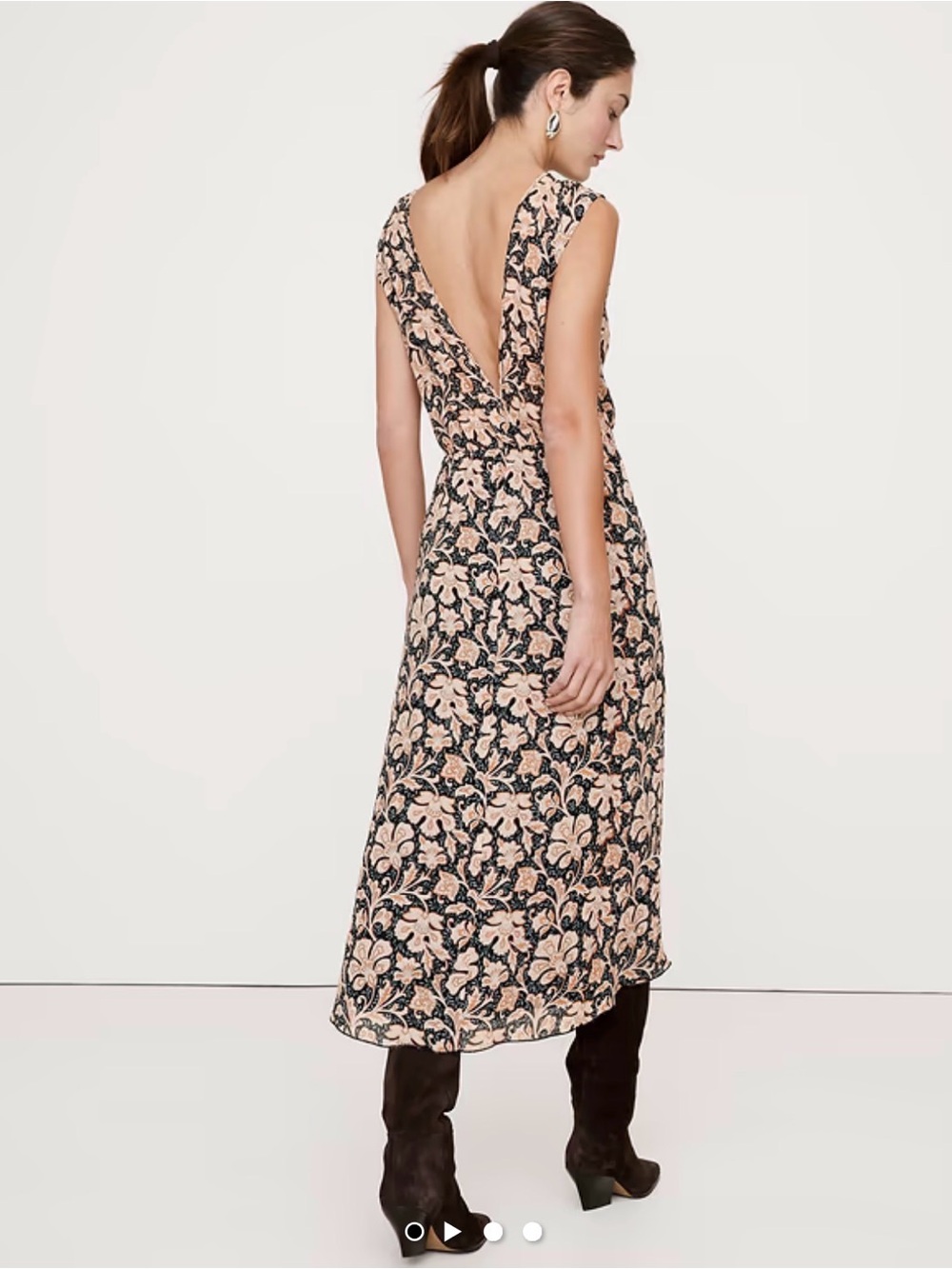 NWT Banana Republic Low Back Floral Paisley Midi Dress Sz Large